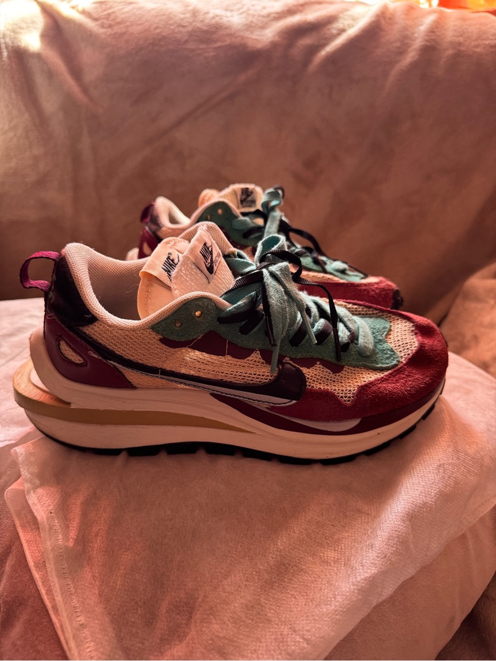 Nike Women's Burgundy, Teal & Cream Layered Sneaker